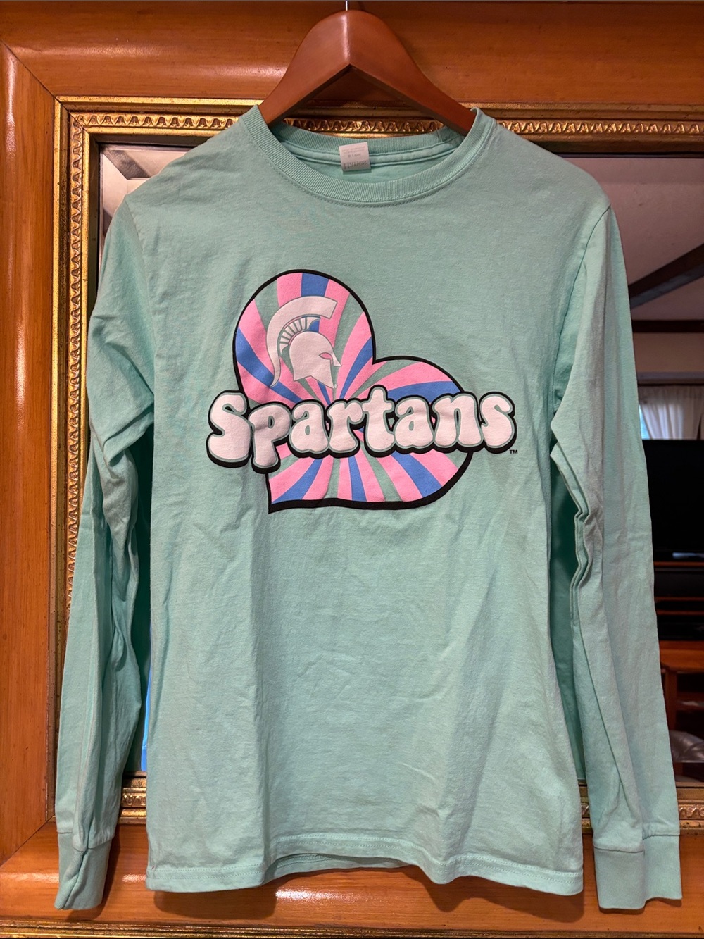 Hanes MSU Spartans Mint Green Long Sleeve Tee - Size S